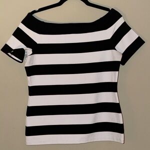 Ann Taylor Factory Classic Black & White Striped Women's Top Size M